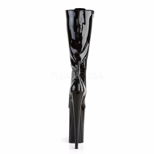 Product image of Pleaser Beyond-2020 Black Patent/Black, 10 inch (25.4 cm) Heel, 6 1/4 inch (15.9 cm) Platform Knee High Boot