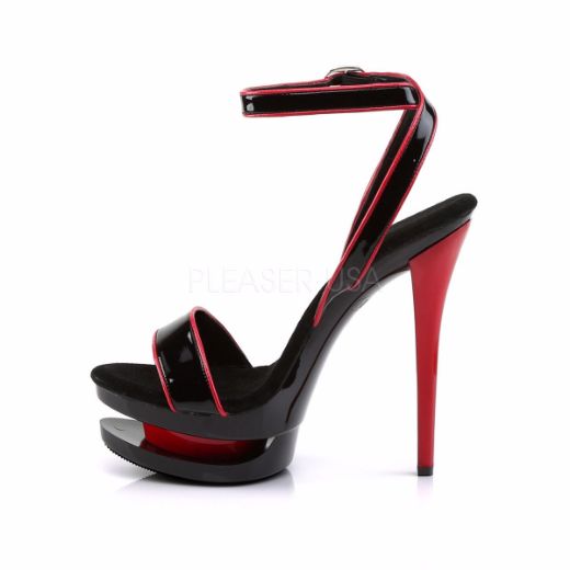 Product image of Pleaser Blondie-631-2 Black Red Patent/Black-Red, 6 inch (15.2 cm) Heel, 1 1/2 inch (3.8 cm) Platform Sandal Shoes
