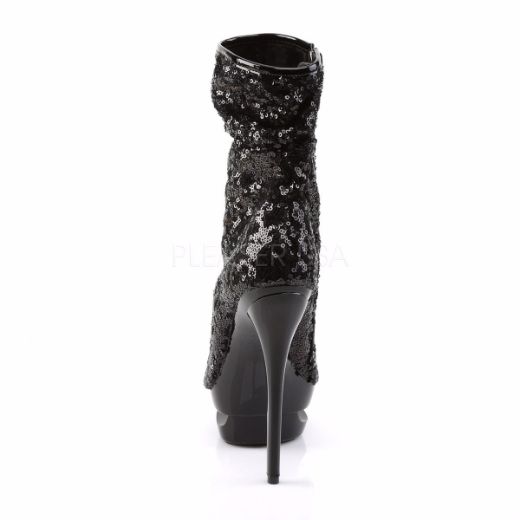 Product image of Pleaser Blondie-R-1008 Black Sequins/Black, 6 inch (15.2 cm) Heel, 1 1/2 inch (3.8 cm) Platform Ankle Boot