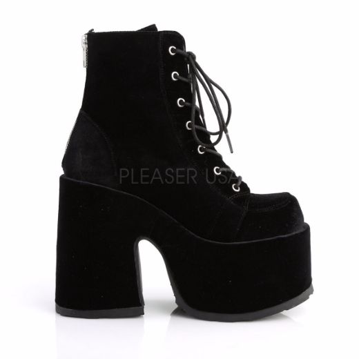 velvet platform ankle boots