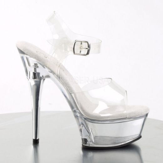 Product image of Pleaser Captiva-608 Clear/Clear, 6 inch (15.2 cm) Heel, 1 3/4 inch (4.4 cm) Platform Sandal Shoes