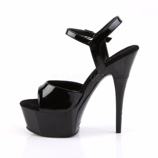 Product image of Pleaser Captiva-609 Black Patent/Black, 6 inch (15.2 cm) Heel, 1 3/4 inch (4.4 cm) Platform Slide Mule Shoes