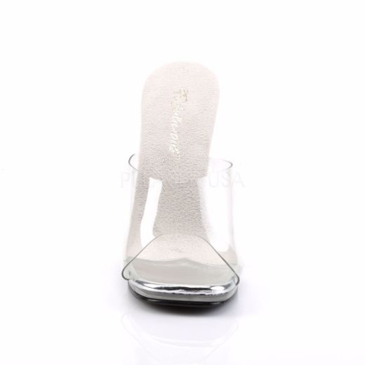 Product image of Fabulicious Chic-01 Clear/Clear, 4 1/2 inch (11.4 cm) Heel, 1/4 inch (0.6 cm) Platform Slide Mule Shoes