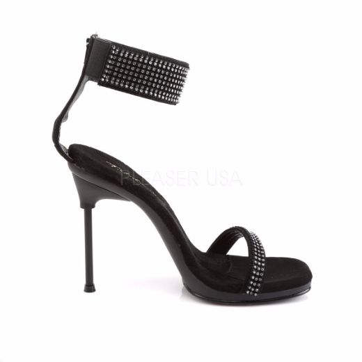 Product image of Fabulicious Chic-40 Black Nubuck Pu/Black, 4 1/2 inch (11.4 cm) Heel, 1/4 inch (0.6 cm) Platform Sandal Shoes