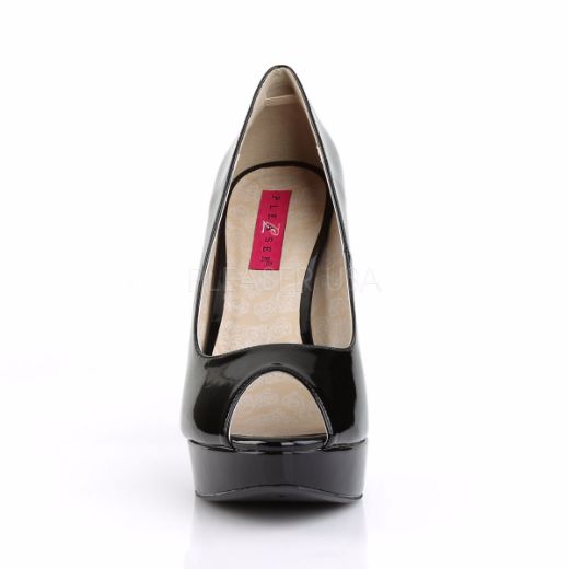 Product image of Pleaser Pink Label Chloe-01 Black Patent, 5 1/4 inch (13.3 cm) Heel, 1 1/4 inch (3.2 cm) Platform Court Pump Shoes