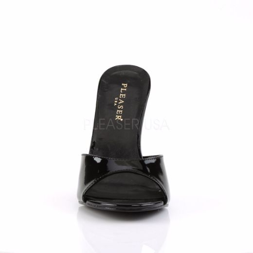 Product image of Pleaser Classique-01 Black Patent, 4 inch (10.2 cm) Heel Slide Mule Shoes