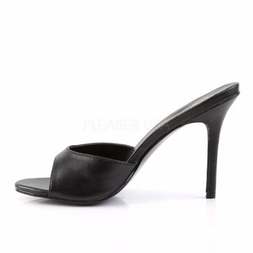 Product image of Pleaser Classique-01 Black Kid Pu, 4 inch (10.2 cm) Heel Slide Mule Shoes