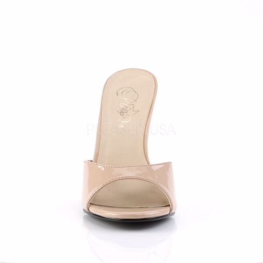 Product image of Pleaser Classique-01 Nude Patent, 4 inch (10.2 cm) Heel Slide Mule Shoes