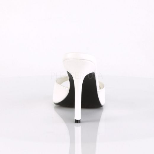 Product image of Pleaser Classique-01 White Kid Pu, 4 inch (10.2 cm) Heel Slide Mule Shoes
