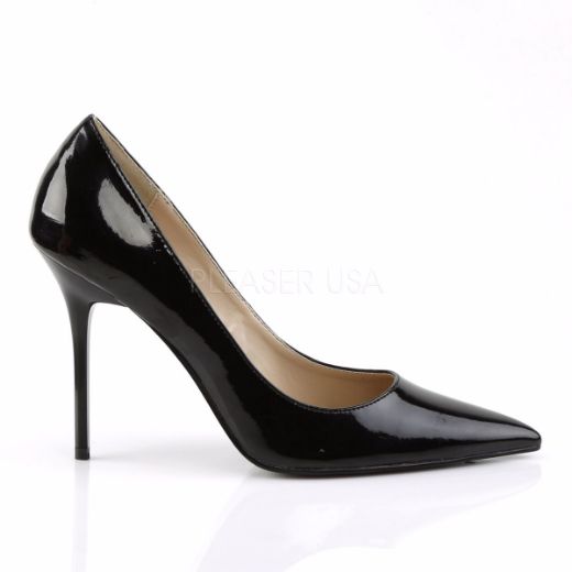 Product image of Pleaser Classique-20 Black Patent, 4 inch (10.2 cm) Heel Court Pump Shoes