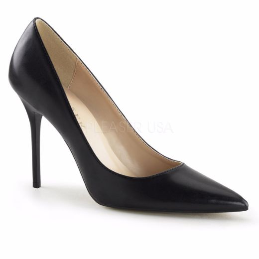 Product image of Pleaser Classique-20 Black Kid Pu, 4 inch (10.2 cm) Heel Court Pump Shoes