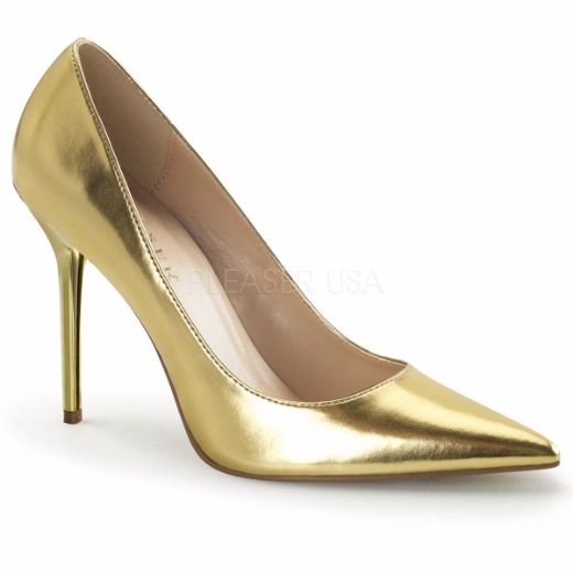 Product image of Pleaser Classique-20 Gold Met Pu, 4 inch (10.2 cm) Heel Court Pump Shoes