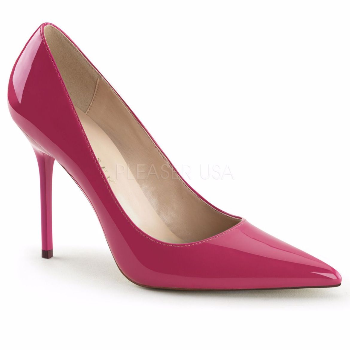 Product image of Pleaser Classique-20 Hot Pink Patent, 4 inch (10.2 cm) Heel Court Pump Shoes