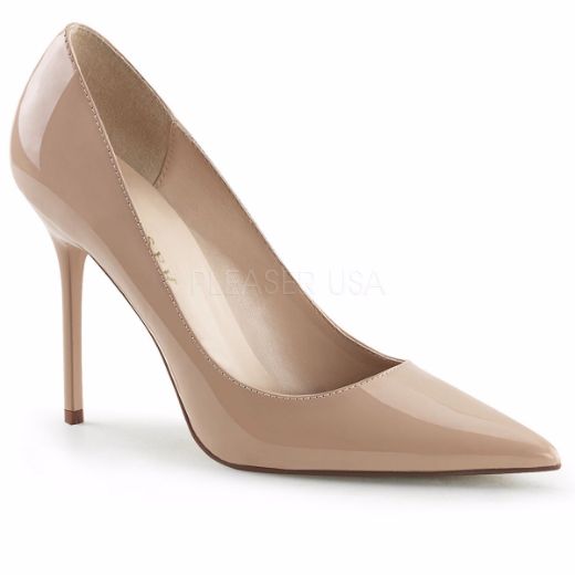Product image of Pleaser Classique-20 Nude Patent, 4 inch (10.2 cm) Heel Court Pump Shoes