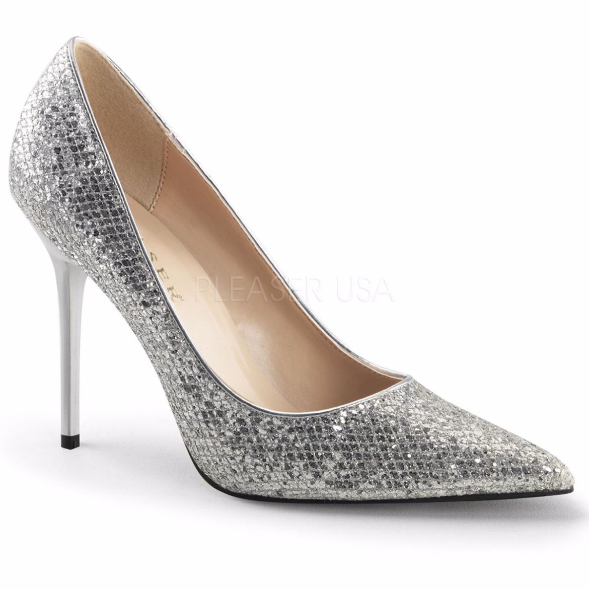 Silver sparkly sale court shoes