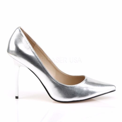 Product image of Pleaser Classique-20 Silver Met Pu, 4 inch (10.2 cm) Heel Court Pump Shoes