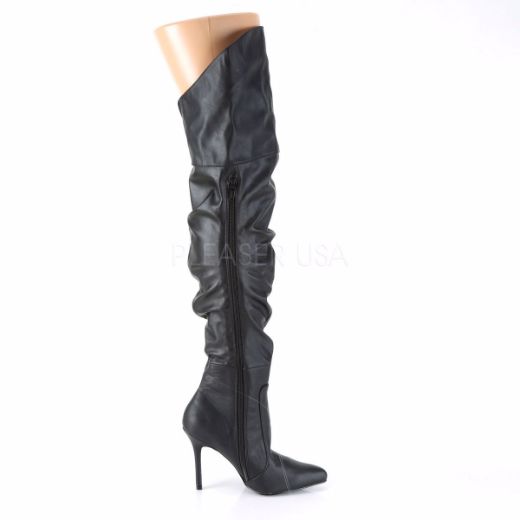 Product image of Pleaser Classique-3011 Black Faux Leather, 4 inch (10.2 cm) Heel Thigh High Boot