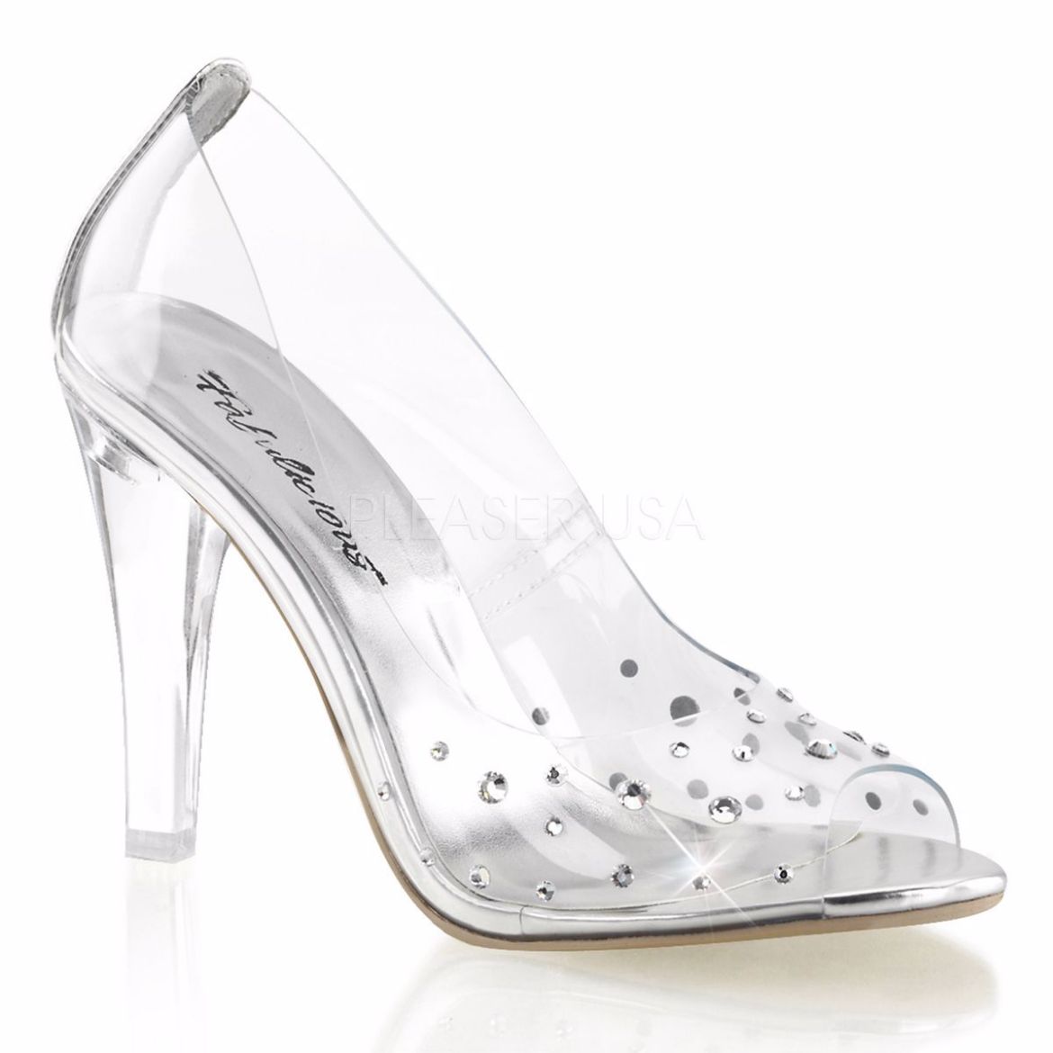 Product image of Fabulicious Clearly-420 Clear Lucite, 4 1/2 inch (11.4 cm) Heel, 1/4 inch (0.6 cm) Platform Court Pump Shoes