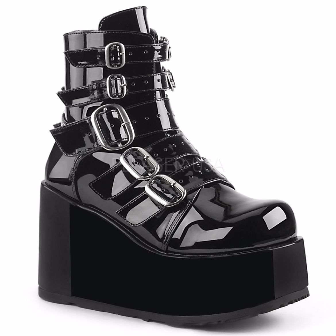 Product image of Demonia Concord-57 Black Patent , 4 1/4 inch Platform Ankle Boot