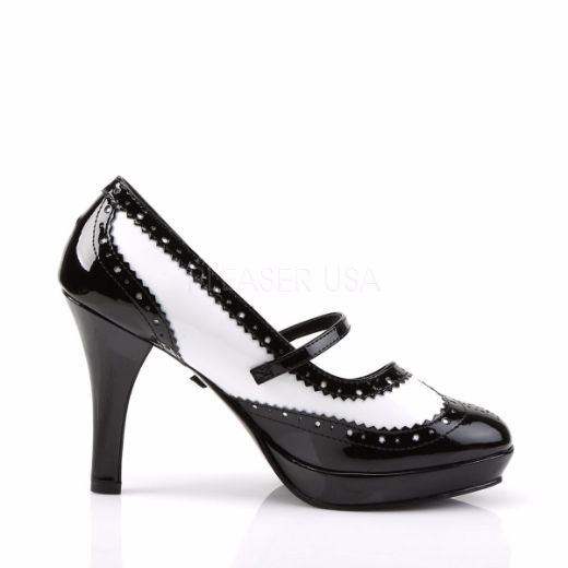 Product image of Funtasma Contessa-06 Black-White Patent, 4 inch (10.2 cm) Heel, 3/4 inch (1.9 cm) Platform Court Pump Shoes
