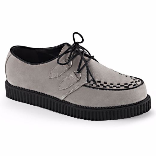 Product image of Demonia Creeper-602S Grey Suede, 1 inch Platform Court Pump Shoes