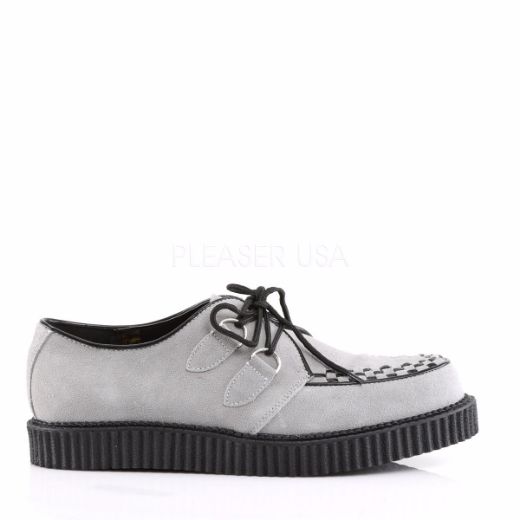 Product image of Demonia Creeper-602S Grey Suede, 1 inch Platform Court Pump Shoes