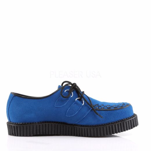 Product image of Demonia Creeper-602S Royal Blue Suede, 1 inch Platform Court Pump Shoes