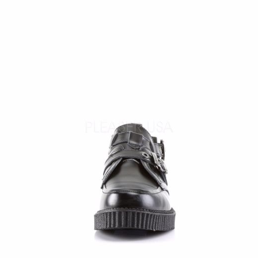 Product image of Demonia Creeper-615 Black Leather, 1 inch Platform Court Pump Shoes
