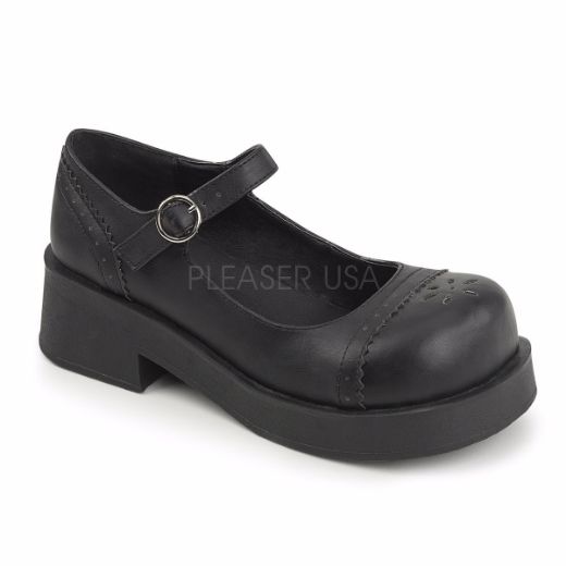 Product image of Demonia Crux-07 Black Vegan Leather, 2 inch (5.1 cm) Heel, Platform Court Pump Shoes