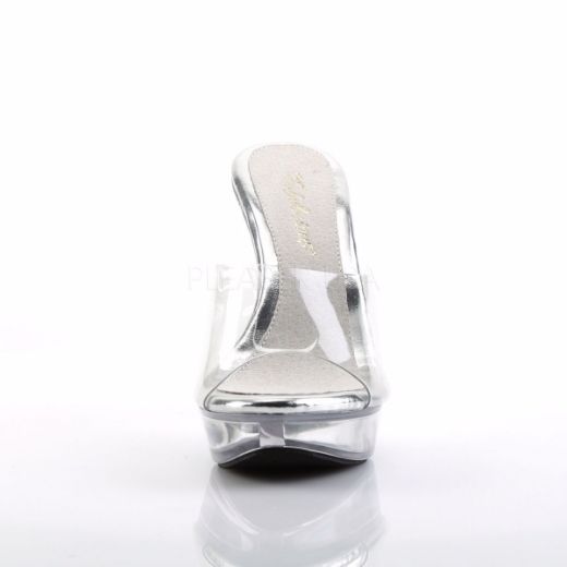 Product image of Fabulicious Cocktail-501 Clear/Clear, 5 inch (12.7 cm) Heel, 1 inch (2.5 cm) Platform Slide Mule Shoes