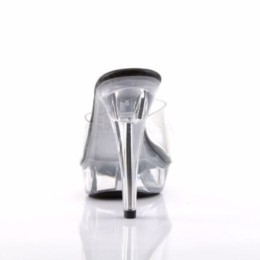 Product image of Fabulicious Cocktail-501 Clear-Black/Clear, 5 inch (12.7 cm) Heel, 1 inch (2.5 cm) Platform Slide Mule Shoes