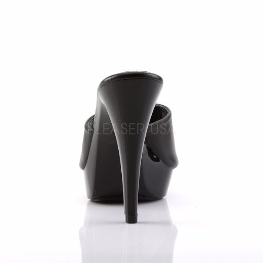 Product image of Fabulicious Cocktail-501L Black Leather/Black, 5 inch (12.7 cm) Heel, 1 inch (2.5 cm) Platform Slide Mule Shoes