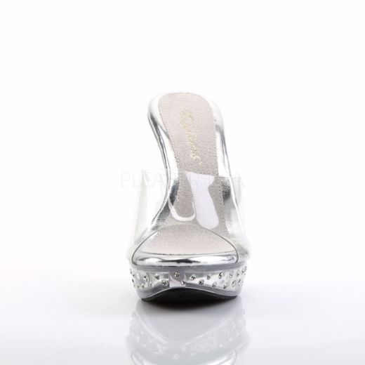 Product image of Fabulicious Cocktail-501Sdt Clear/Clear, 5 inch (12.7 cm) Heel, 1 inch (2.5 cm) Platform Slide Mule Shoes