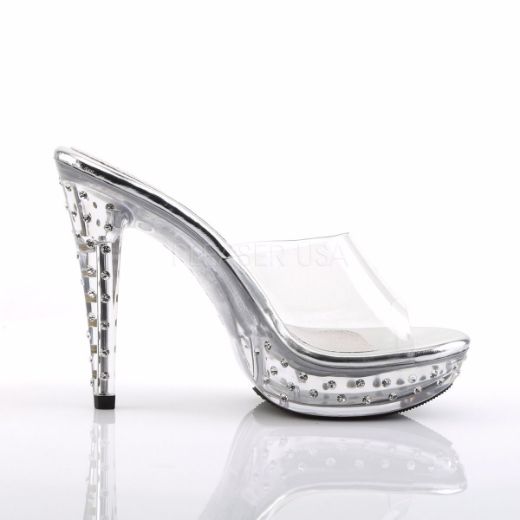 Product image of Fabulicious Cocktail-501Sdt Clear/Clear, 5 inch (12.7 cm) Heel, 1 inch (2.5 cm) Platform Slide Mule Shoes