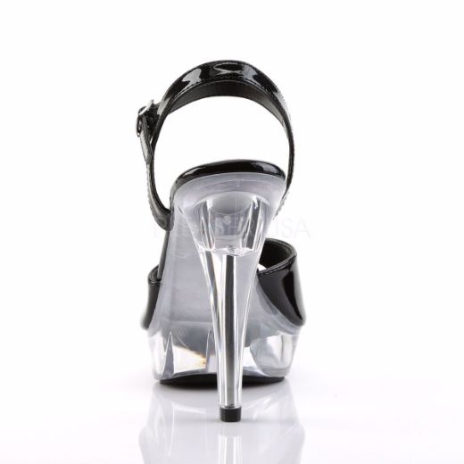Product image of Fabulicious Cocktail-509 Black/Clear, 5 inch (12.7 cm) Heel, 1 inch (2.5 cm) Platform Sandal Shoes