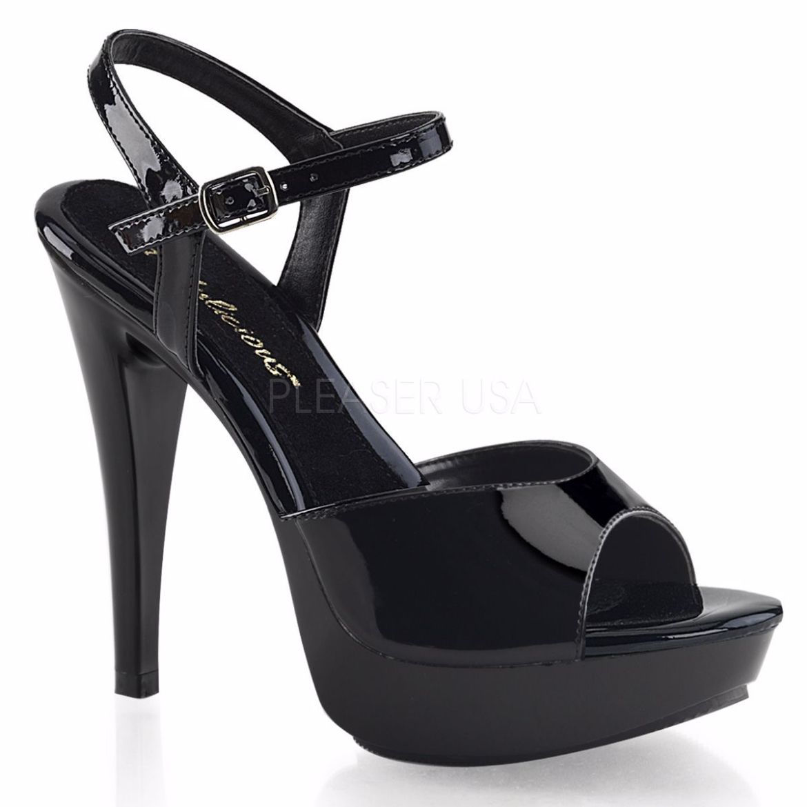 Product image of Fabulicious Cocktail-509 Black/Black, 5 inch (12.7 cm) Heel, 1 inch (2.5 cm) Platform Sandal Shoes