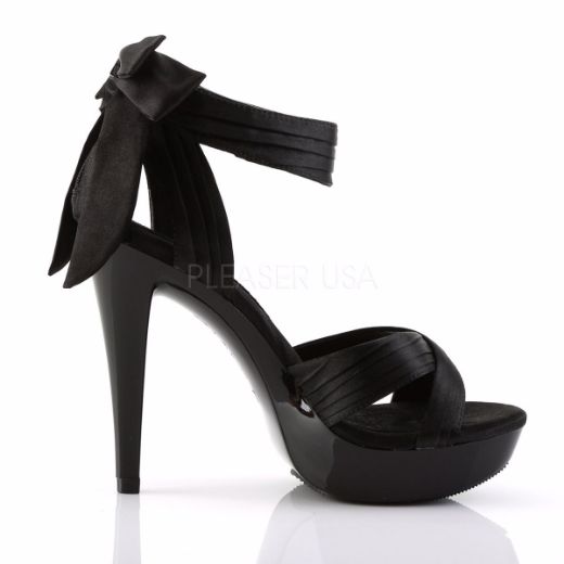 Product image of Fabulicious Cocktail-568 Black Satin/Black, 5 inch (12.7 cm) Heel, 1 inch (2.5 cm) Platform Sandal Shoes