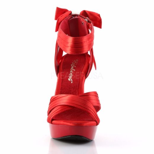 Product image of Fabulicious Cocktail-568 Red Satin/Red, 5 inch (12.7 cm) Heel, 1 inch (2.5 cm) Platform Sandal Shoes