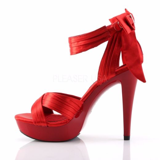Product image of Fabulicious Cocktail-568 Red Satin/Red, 5 inch (12.7 cm) Heel, 1 inch (2.5 cm) Platform Sandal Shoes