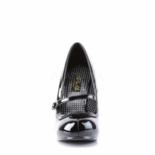 Product image of Pin Up Couture Cutiepie-02 Black Patent, 4 1/2 inch (11.4 cm) Heel, 3/4 inch (1.9 cm) Platform Court Pump Shoes
