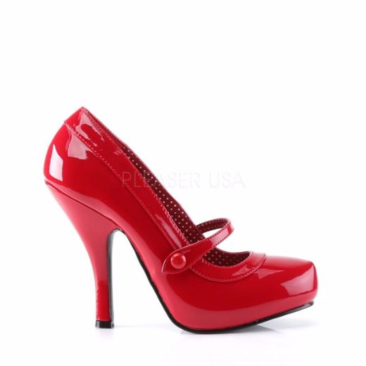 Product image of Pin Up Couture Cutiepie-02 Red Patent, 4 1/2 inch (11.4 cm) Heel, 3/4 inch (1.9 cm) Platform Court Pump Shoes
