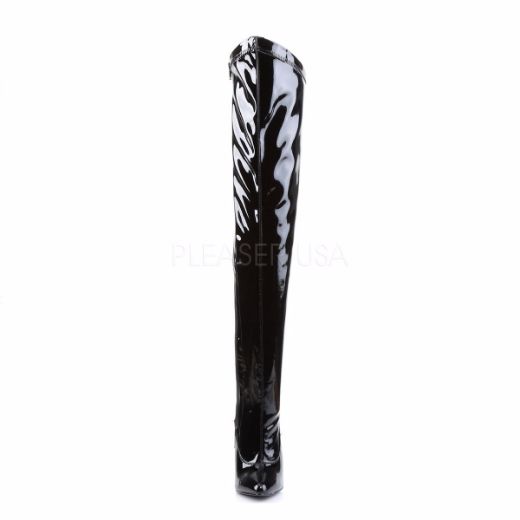 Product image of Devious Dagger-3060 Black Stretchetch Patent, 6 1/4 inch (15.9 cm) Heel Thigh High Boot