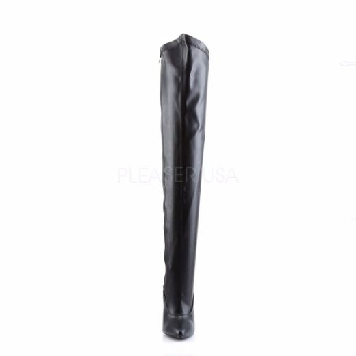 Product image of Devious Dagger-3060 Black Stretchetch Pu, 6 1/4 inch (15.9 cm) Heel Thigh High Boot