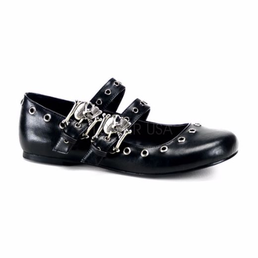 Product image of Demonia Daisy-03 Black Vegan Leather Flat Shoes