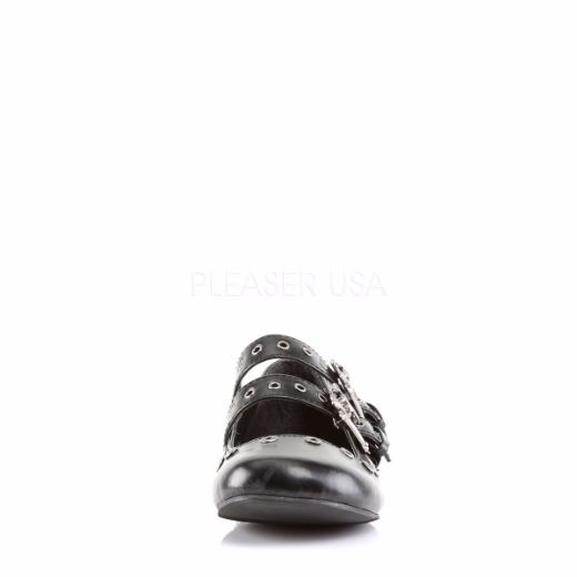 Product image of Demonia Daisy-03 Black Vegan Leather Flat Shoes