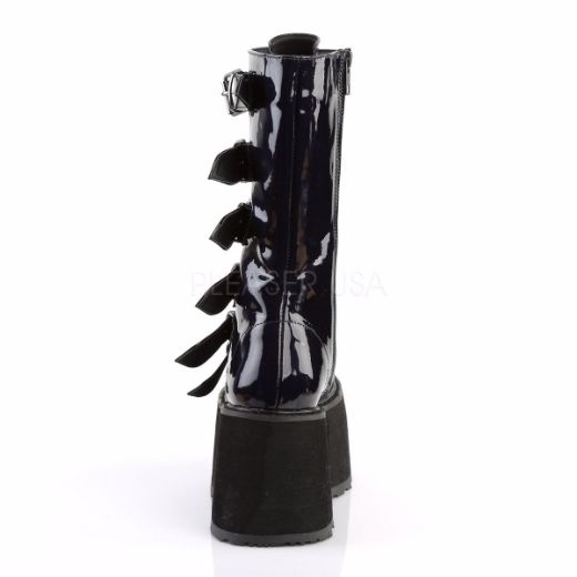 Product image of Demonia Damned-225 Black Hologram Vegan Leather, 3 1/2 inch Platform Knee High Boot