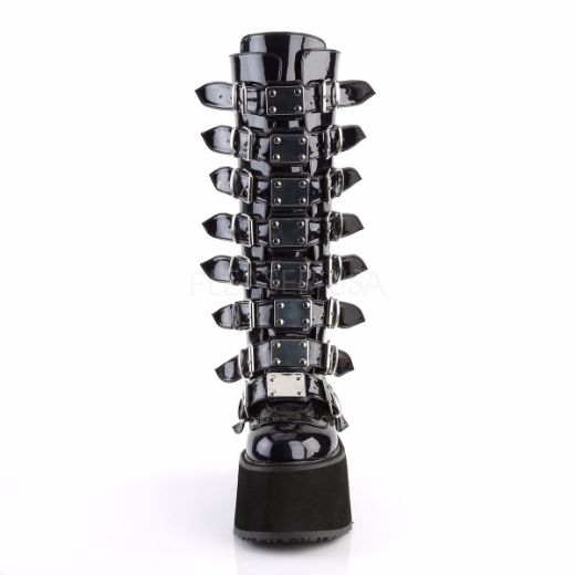 Product image of Demonia Damned-318 Black Hologram Vegan Leather, 3 1/2 inch Platform Knee High Boot