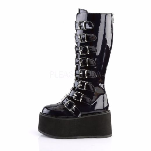 Product image of Demonia Damned-318 Black Hologram Vegan Leather, 3 1/2 inch Platform Knee High Boot
