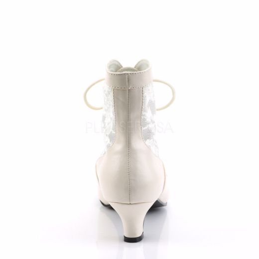 Product image of Funtasma Dame-05 Ivory Pu-Lace, 2 inch (5.1 cm) Heel Ankle Boot