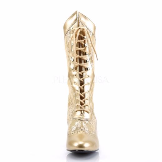 Product image of Funtasma Dame-115 Gold Pu-Lace, 2 inch (5.1 cm) Heel Ankle Boot